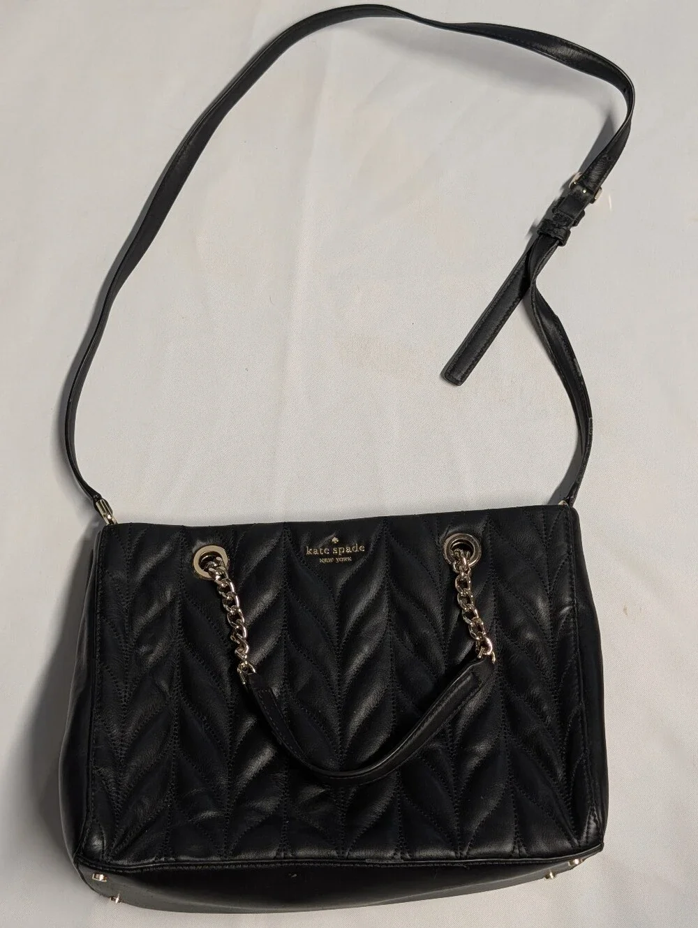 Kate Spade Briar Lane Quilted Meena Black Leather Tote